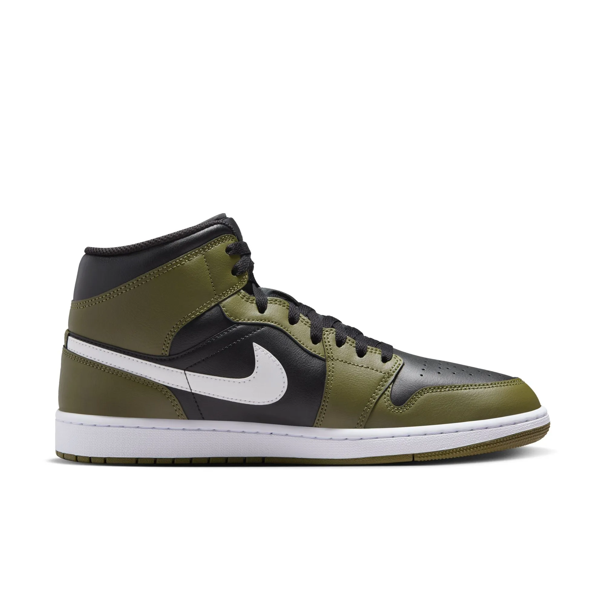 Air Jordan 1 Mid (Black/White/Medium Olive)