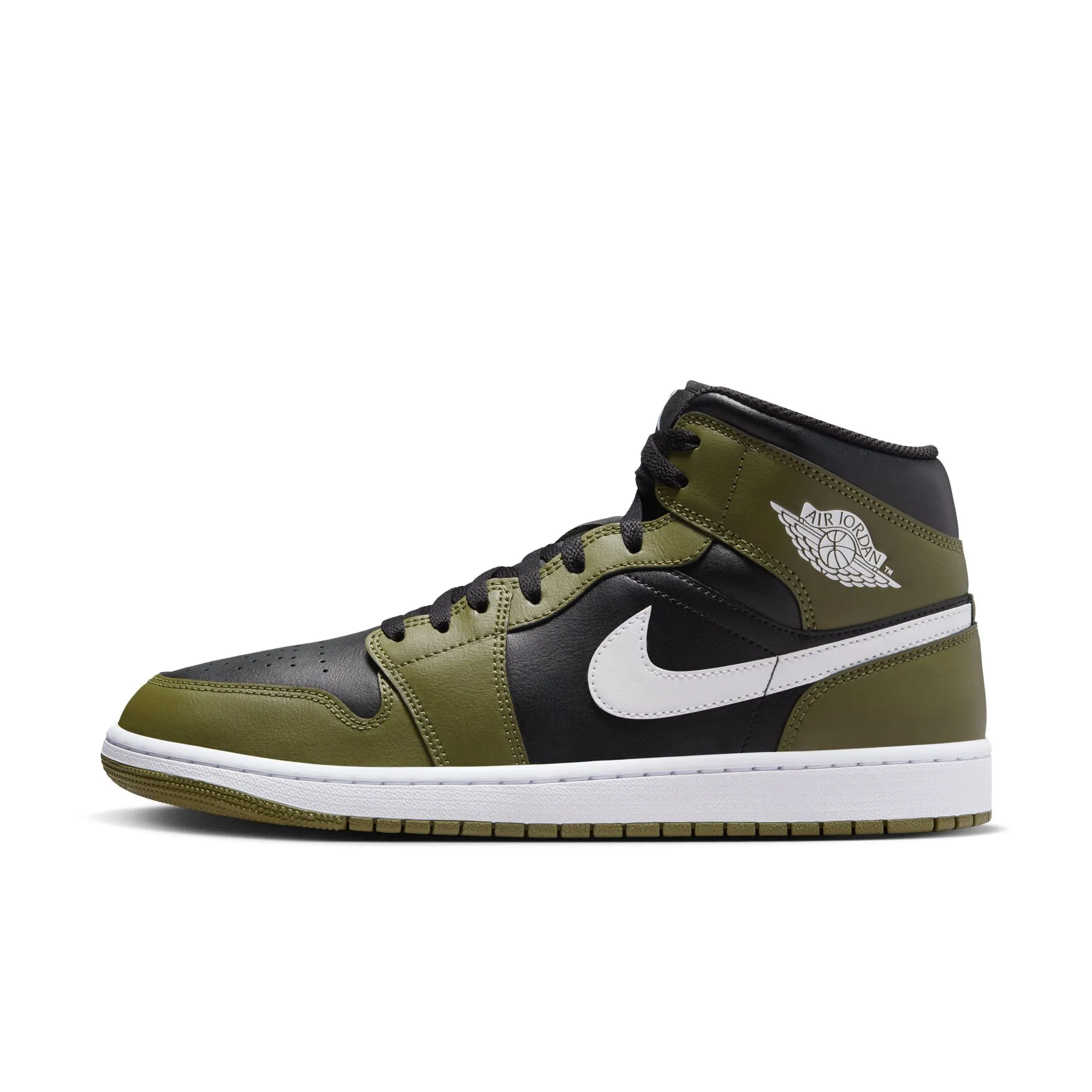 Air Jordan 1 Mid (Black/White/Medium Olive)