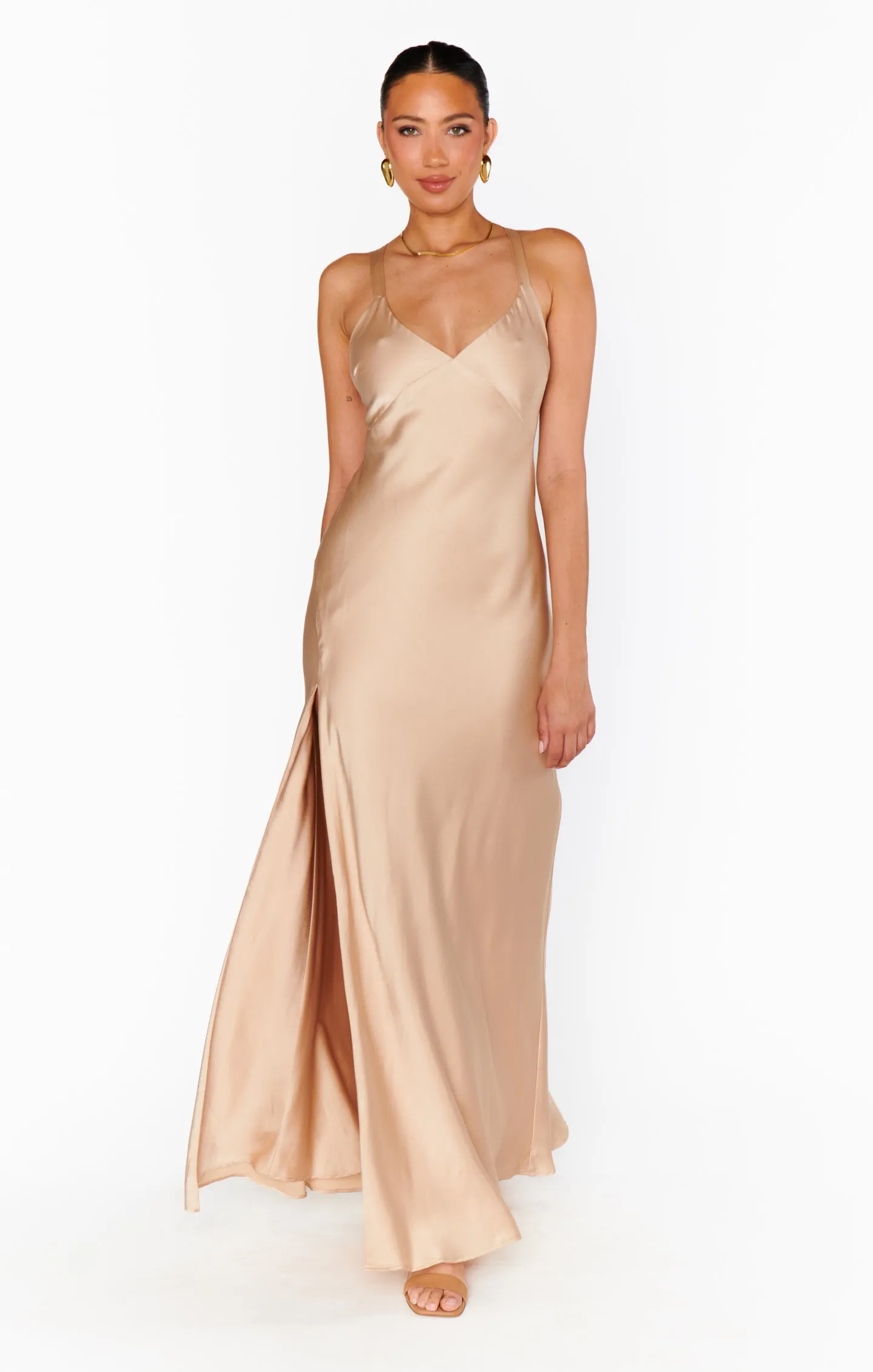 Anderson Maxi Dress ~ Champagne Luxe Satin