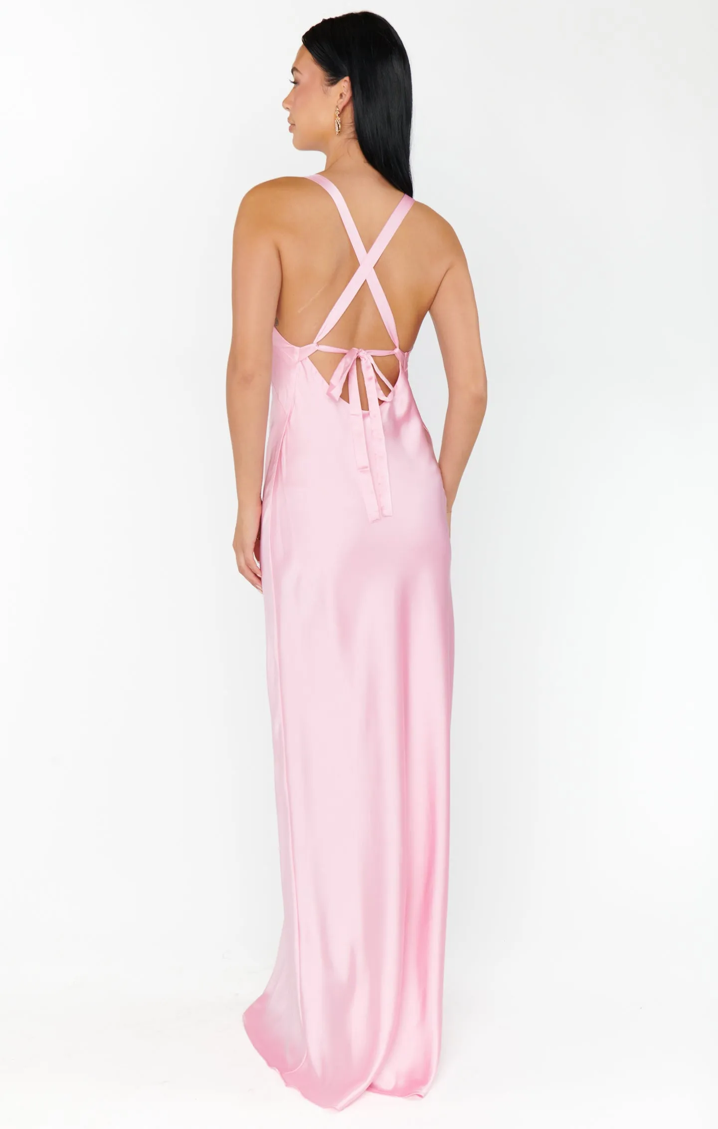 Anderson Maxi Dress ~ Light Pink Luxe Satin