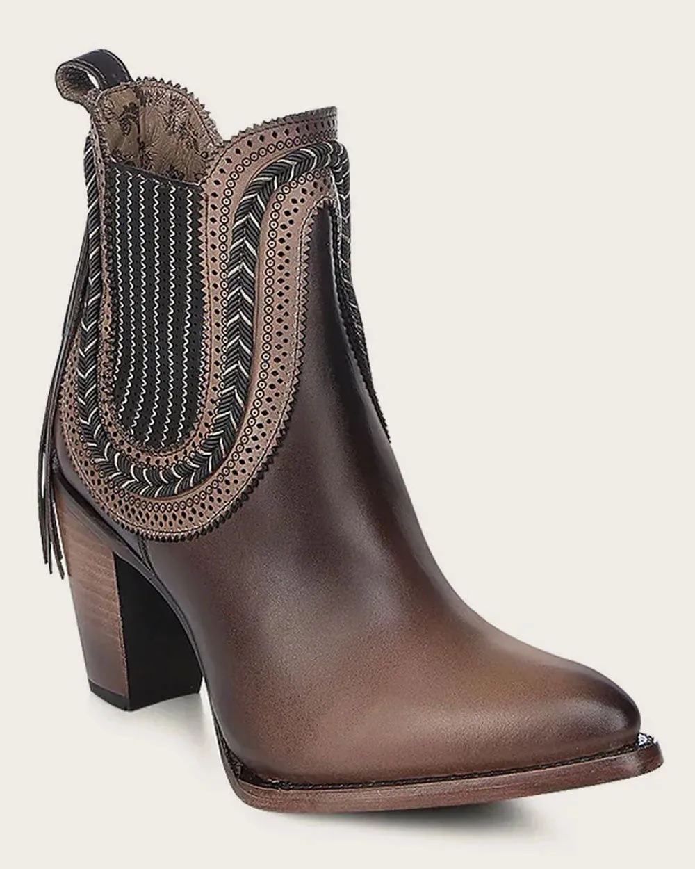 Ankle high heel brown bootie