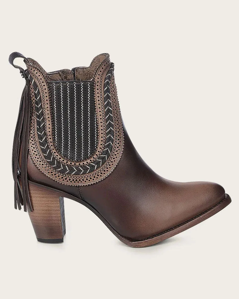 Ankle high heel brown bootie