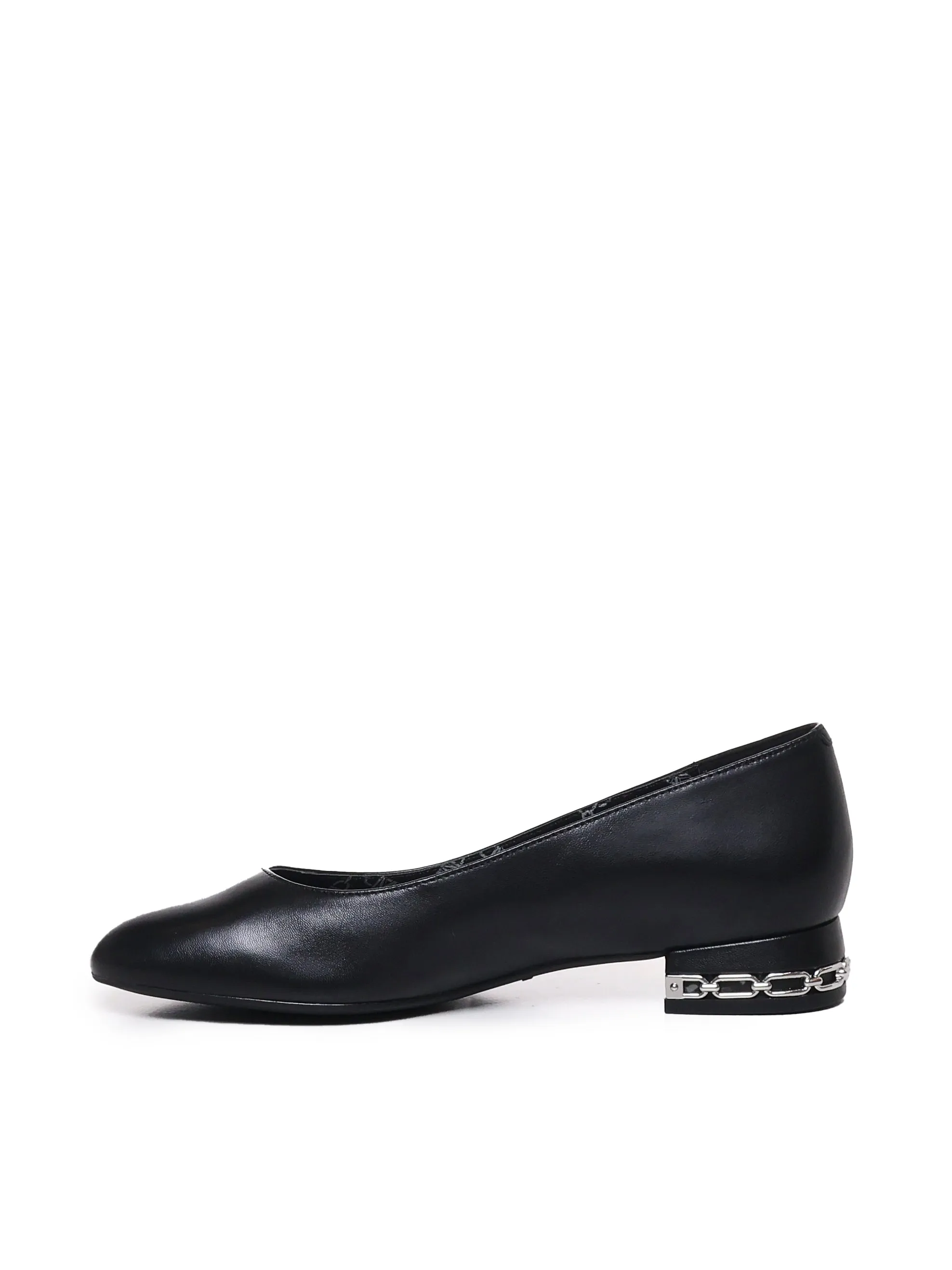 Black Leather Ballet Flats with Low Heel