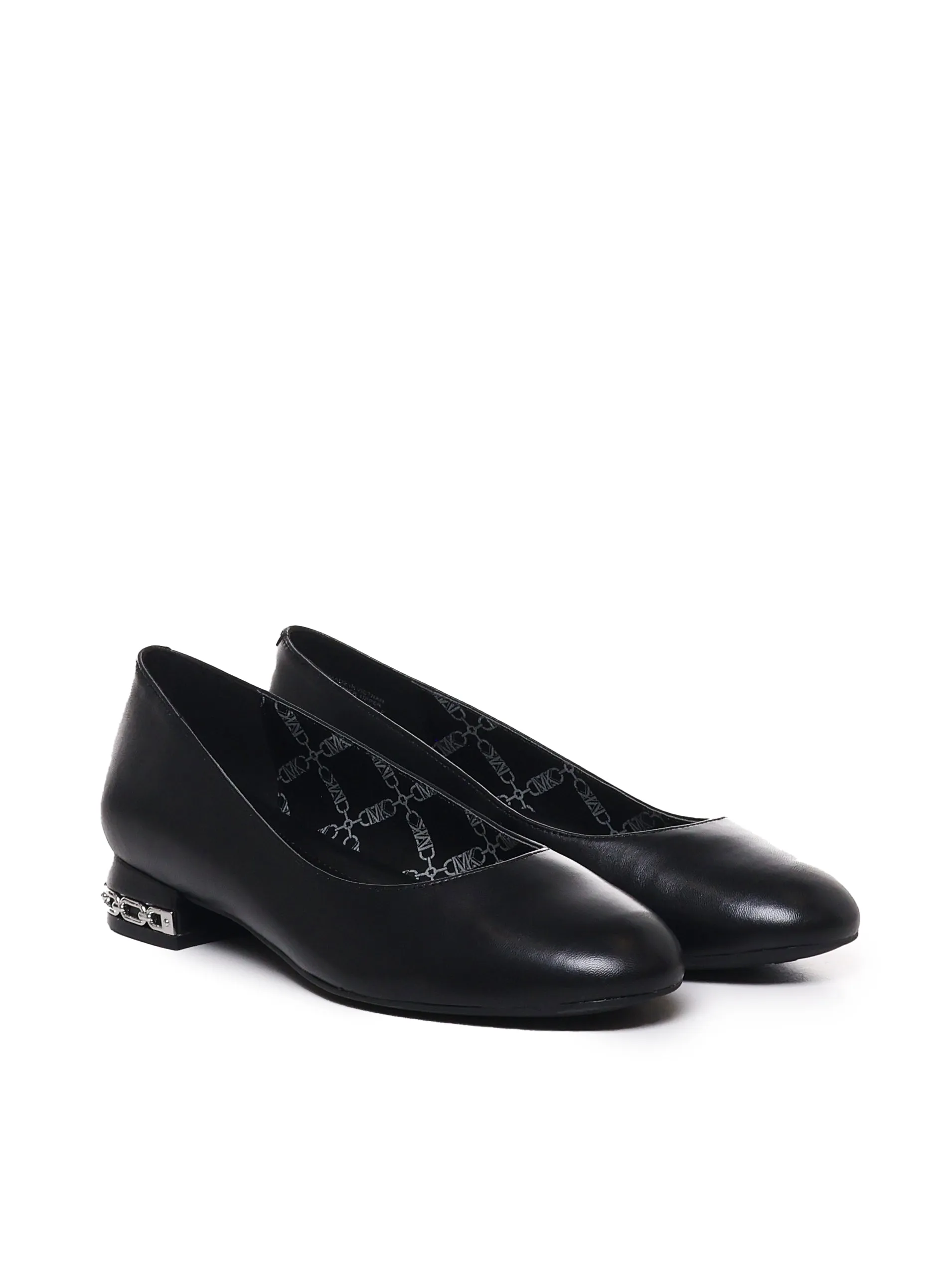 Black Leather Ballet Flats with Low Heel