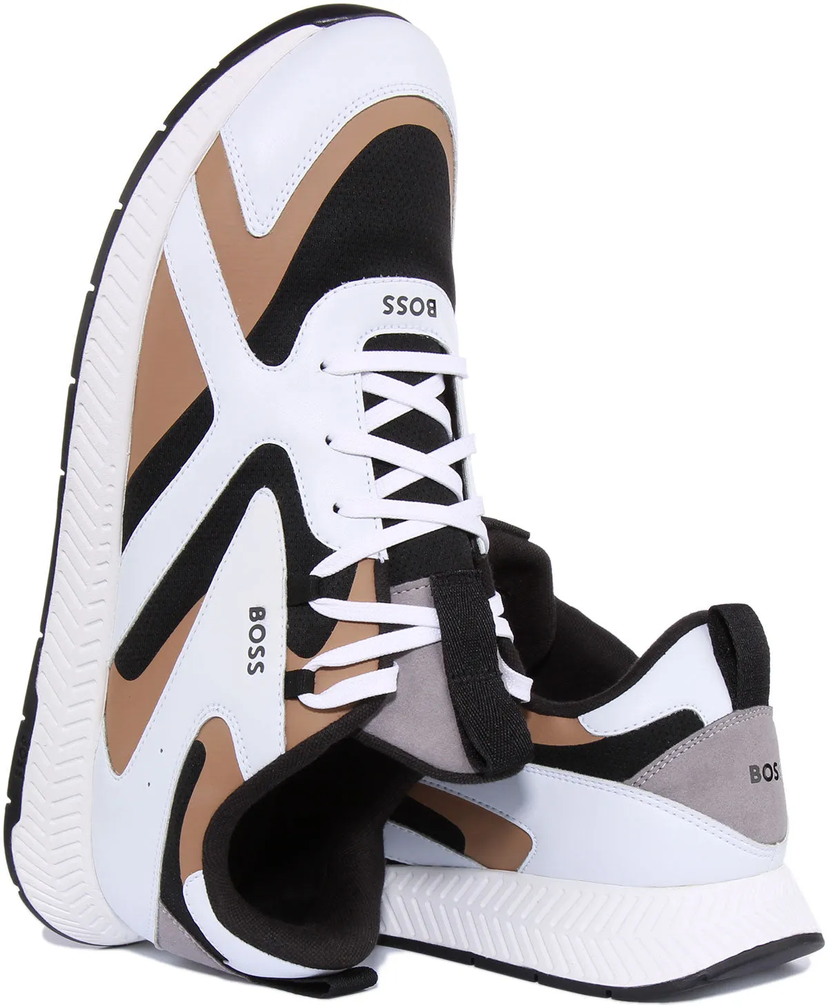 Boss Titanium Runner In White Beige For Men