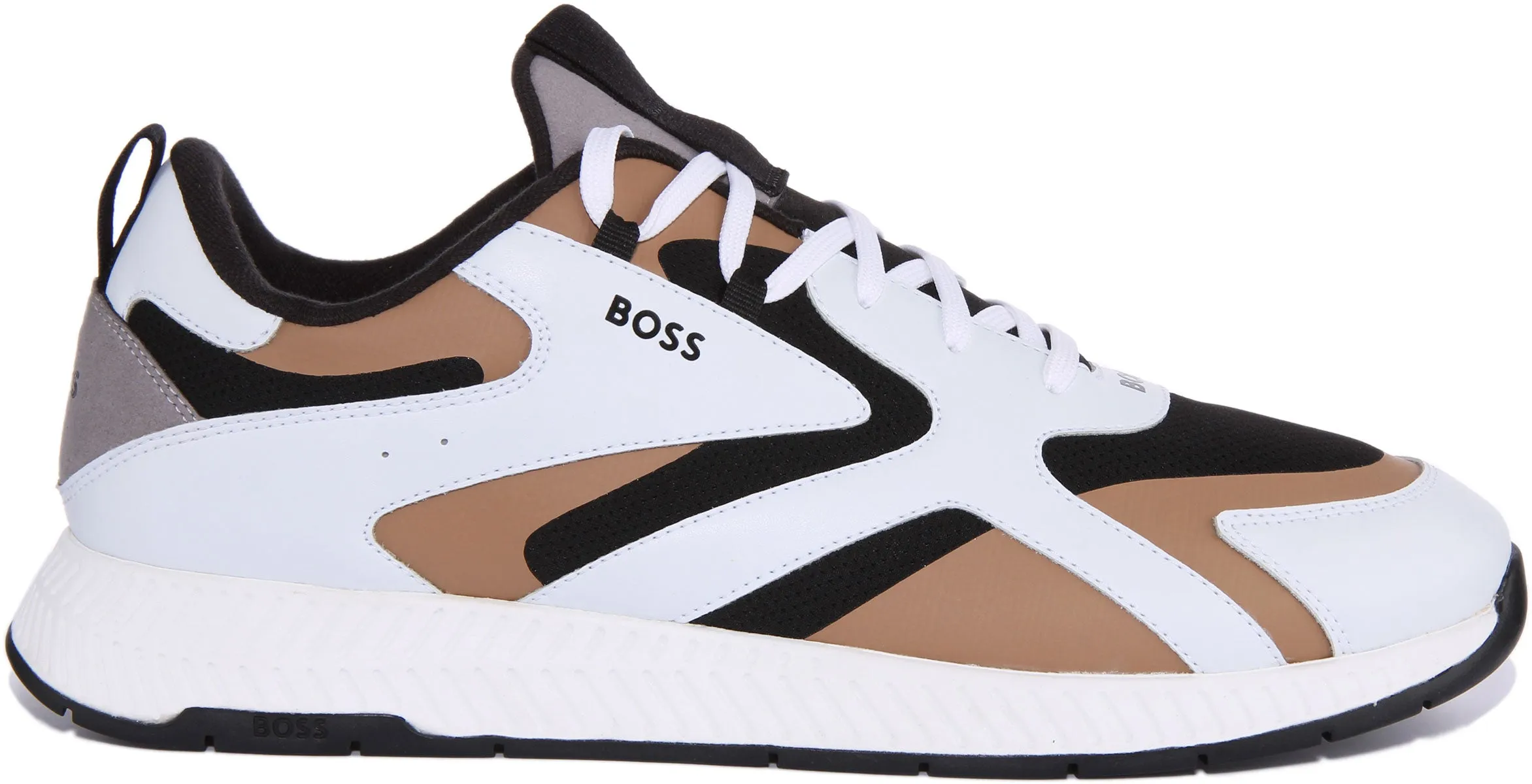 Boss Titanium Runner In White Beige For Men