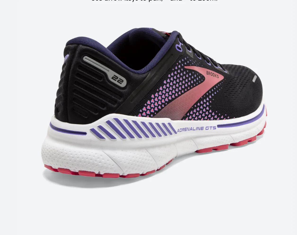 Brooks Womens Adrenaline GTS 22 Wide-Black/Purple/Coral (1203531B080)