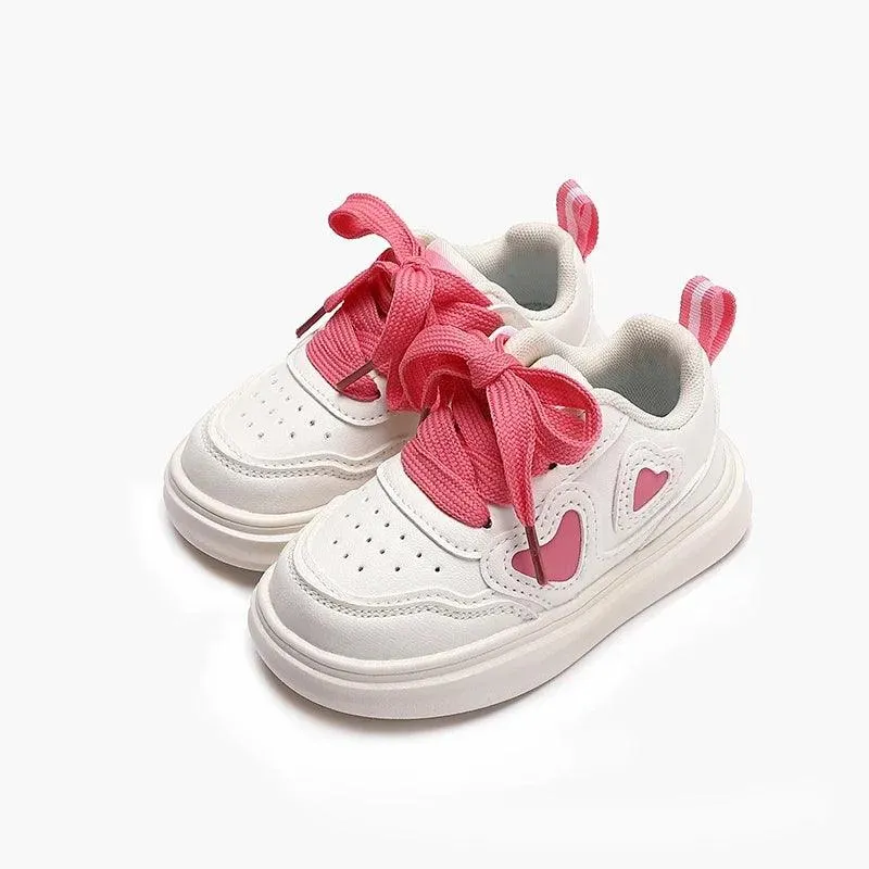 Children's Casual Shoes - Girls' Hearts Pattern Patchwork Sneakers - TSS240