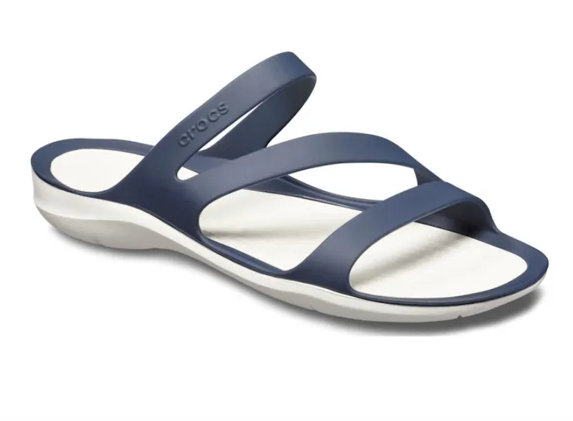 Crocs Navy/ White Swiftwater Womens Flexible Slip On Sandals