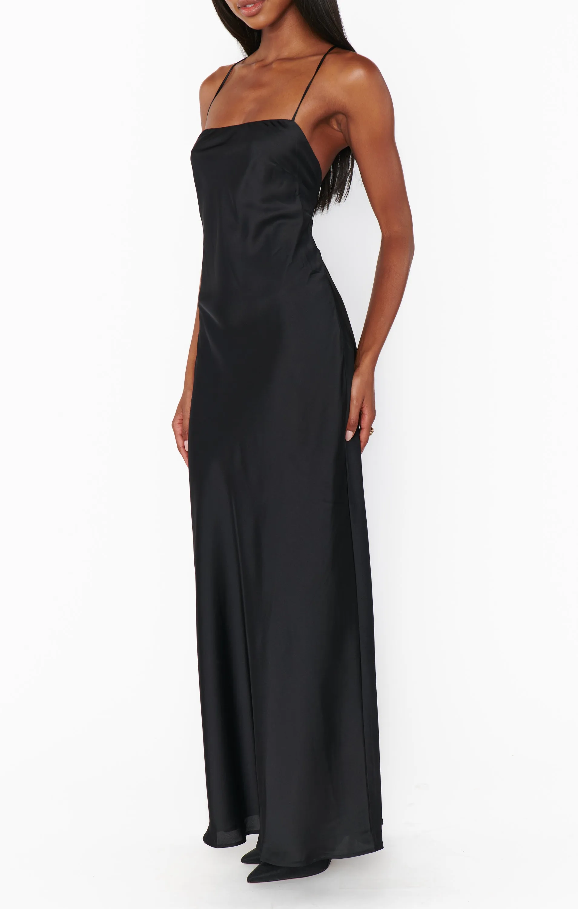 Dani Slip Dress ~ Black Luxe Satin