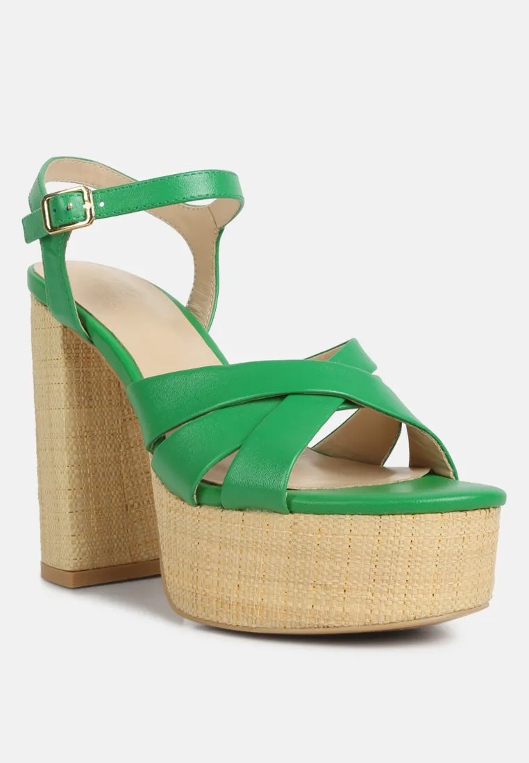 De-Vil Crisscross Straps Slim Block Heel Sandals