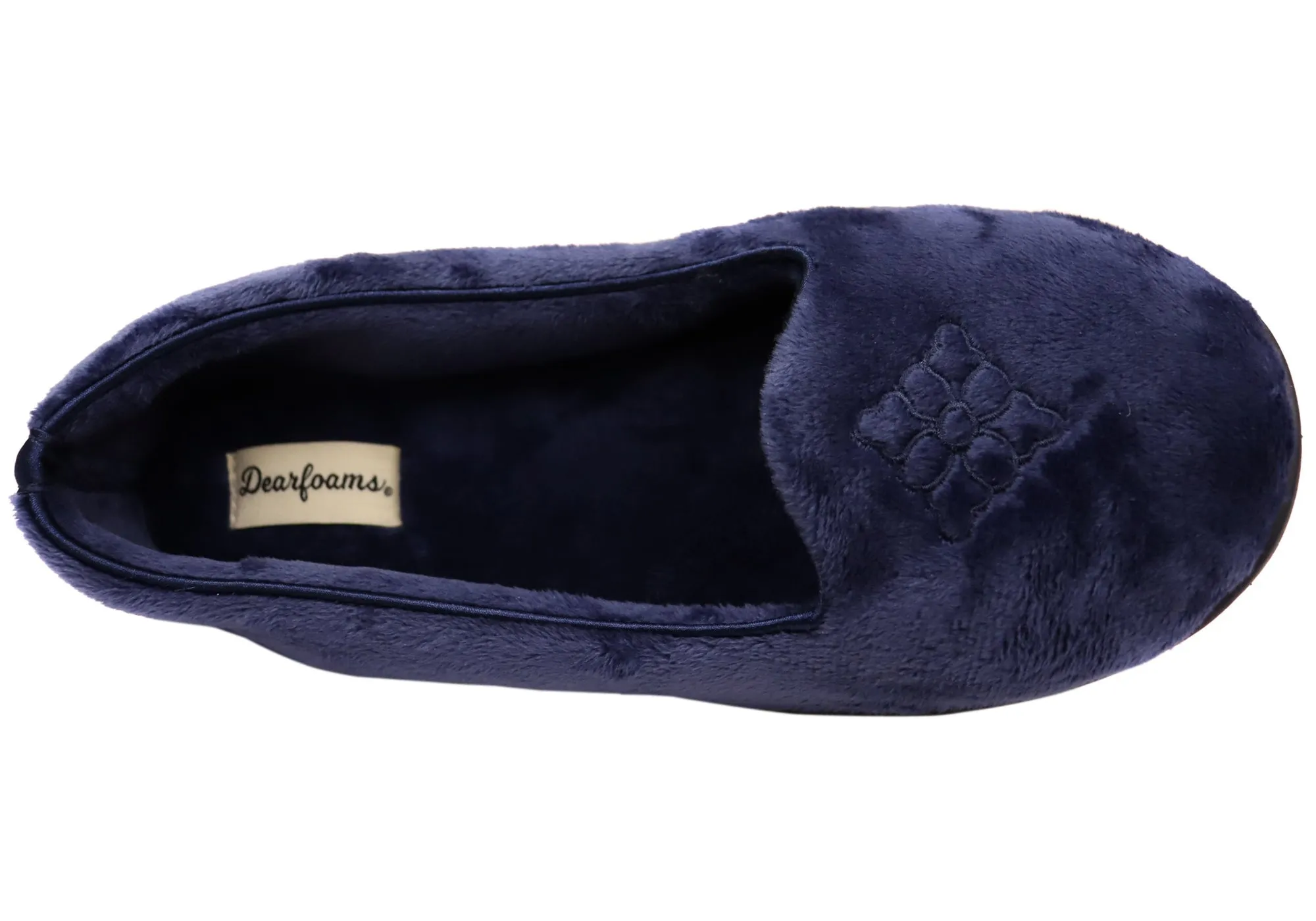 Dearfoams Womens Rebecca Microfiber Velour Wide Width Slippers