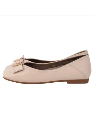 Elegant Bow Accent Ballerinas - Beige