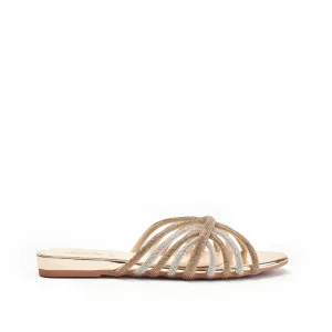 Elegant Gold and Silver Strappy Flats | 563K-XT