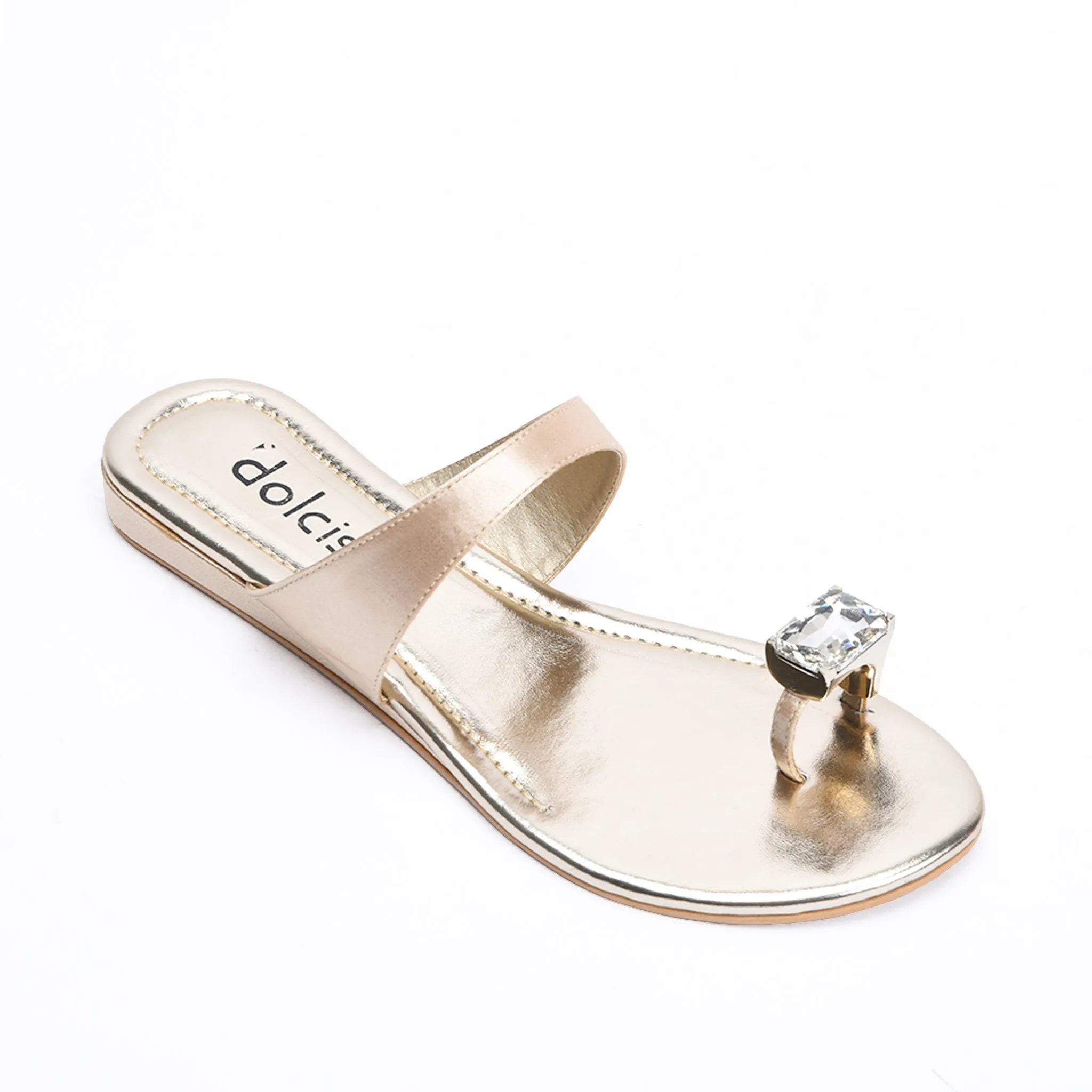 Elegant Gold Toe-Ring Slippers | 796Q-X