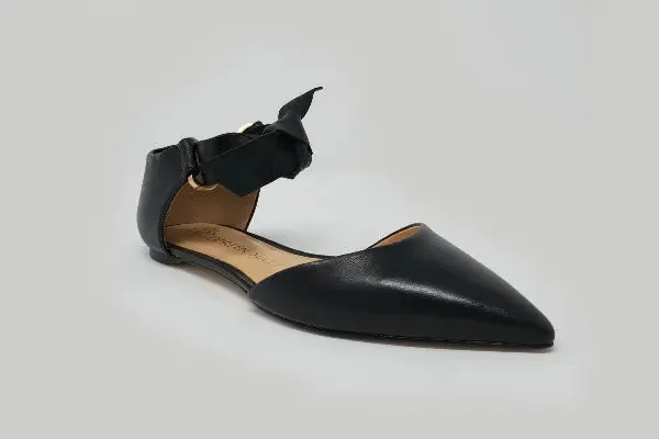 Elegant Leather Ankle Strap Ballet Flats