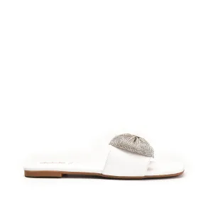 Elegant White Embellished Flats | 543L-W