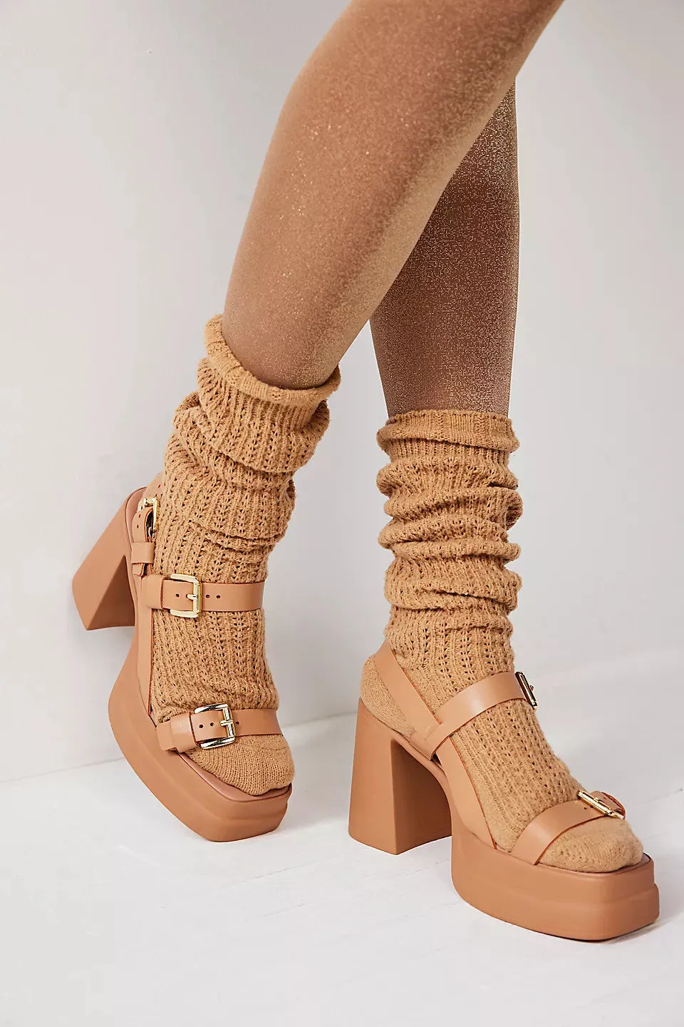 Free People Shoes Pamela Double Stack Platform Heels in Vachetta