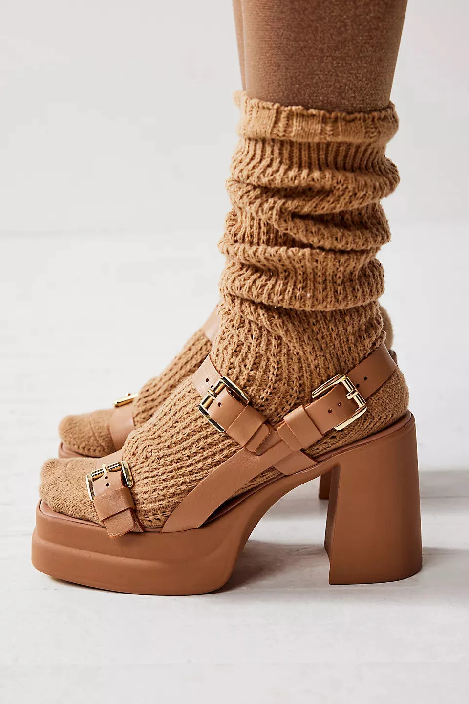 Free People Shoes Pamela Double Stack Platform Heels in Vachetta