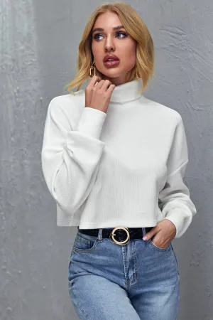 Funnel Neck White Crop Top