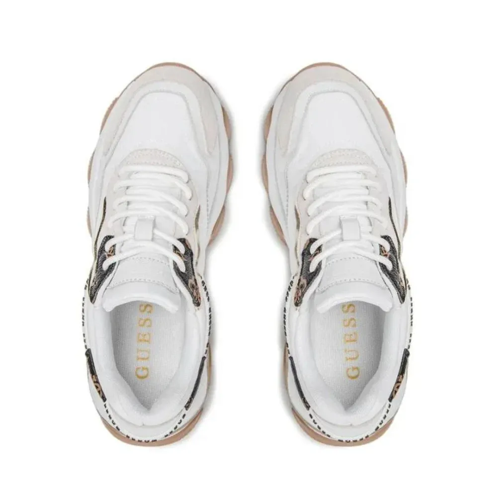 GUESS Micola Mixed Leather Sneakers Women - WHT