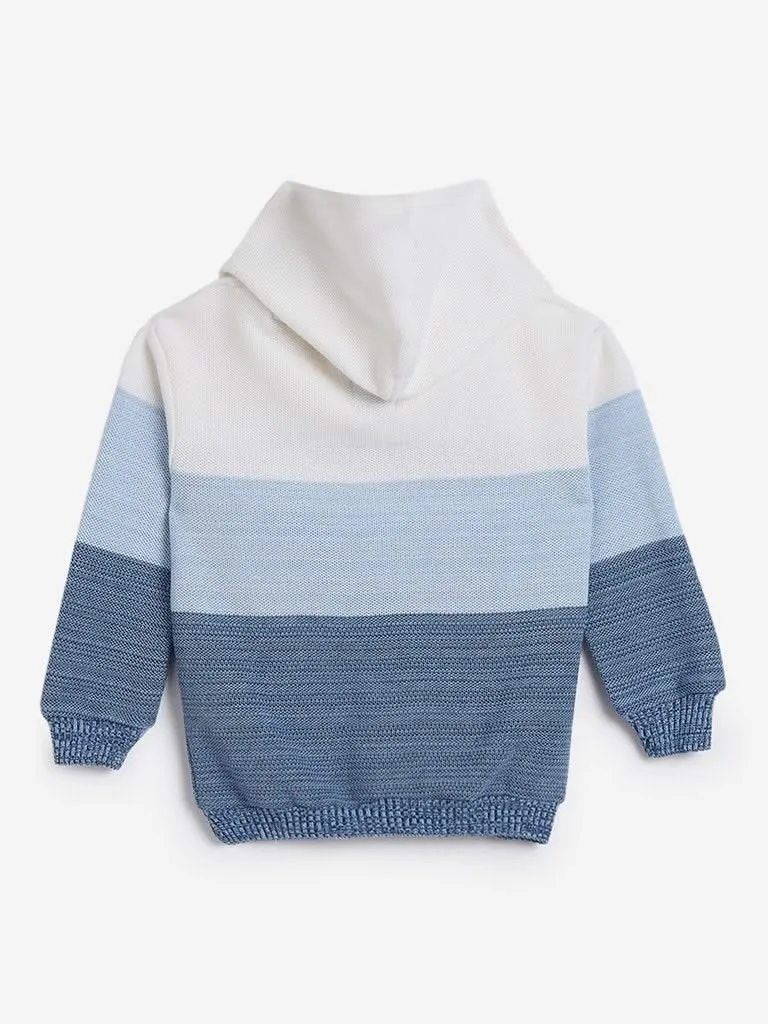 HOP Kids Blue Knit Striped Hoodie