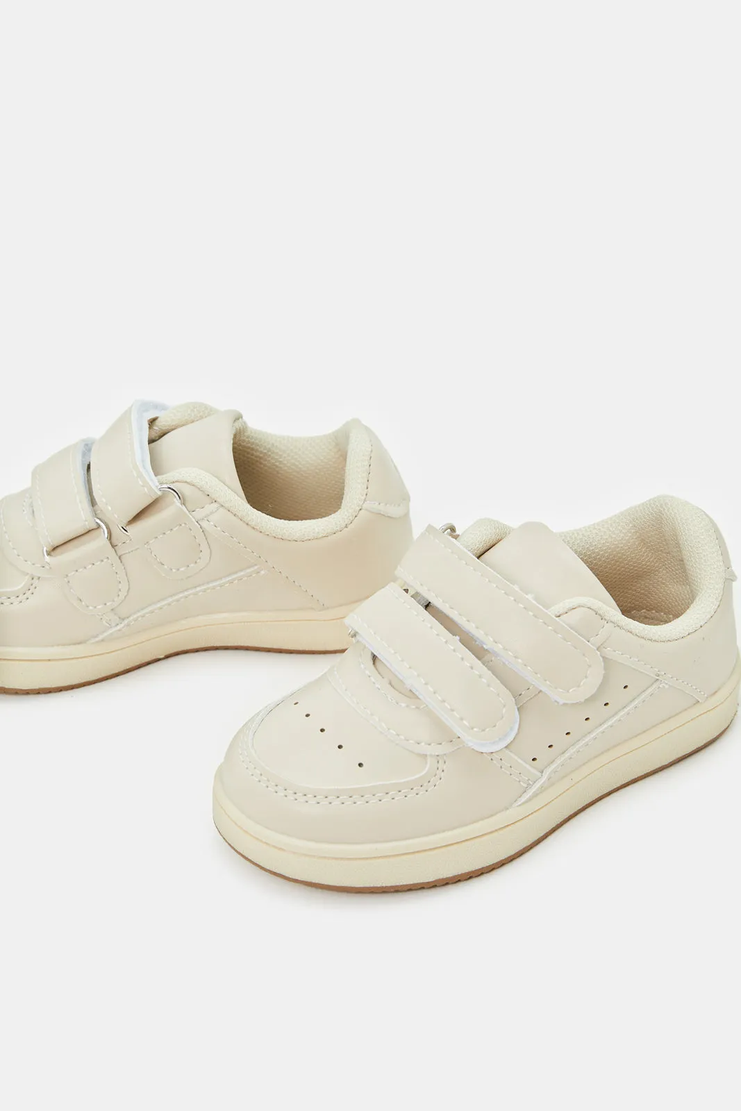 Infant Boys Cream Velcro Strap Sneakers