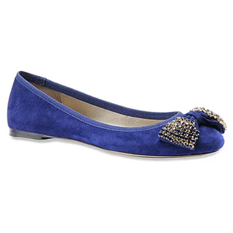 Isola Women's •Biel• Blue Suede Jeweled Bow Ballerina