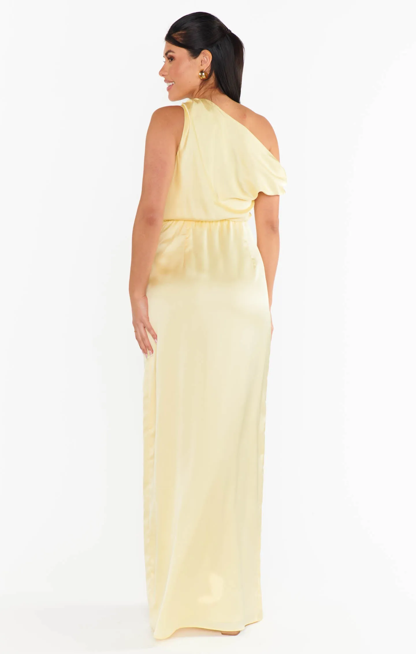 Jodie Dress ~ Pale Yellow Luxe Satin