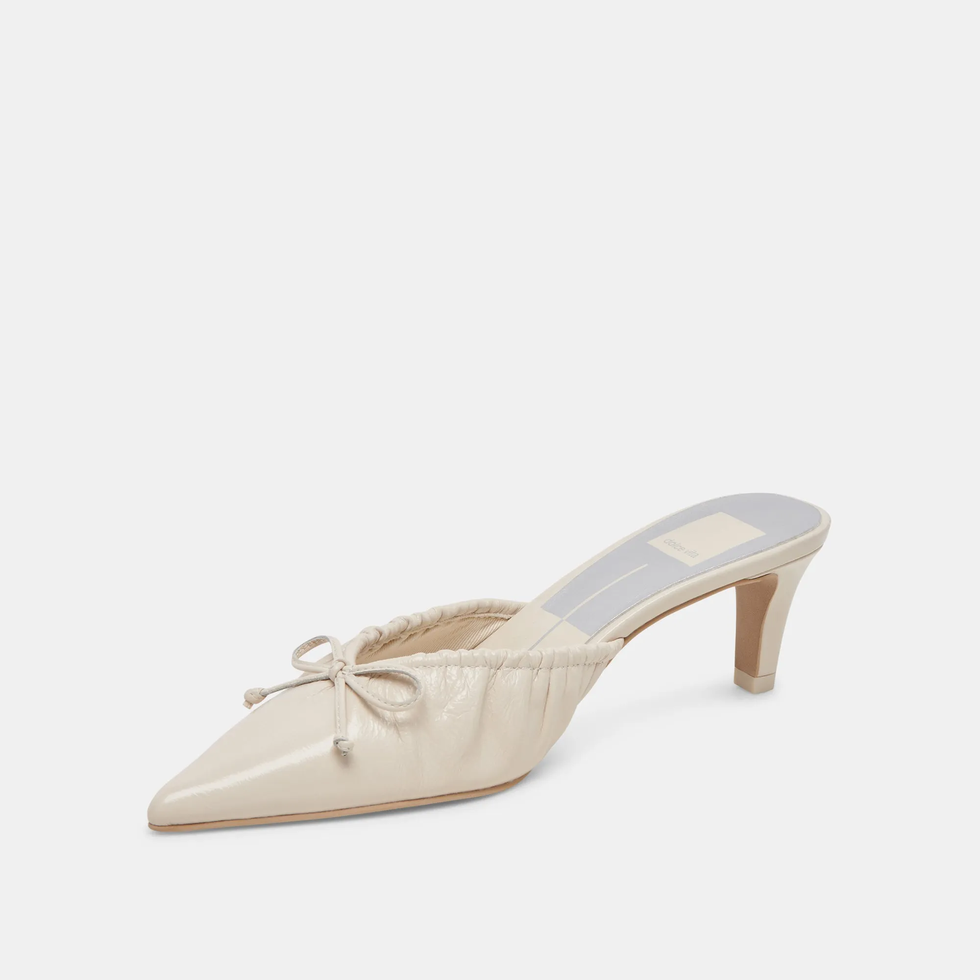 KAIRI MID HEELS IVORY CRINKLE PATENT