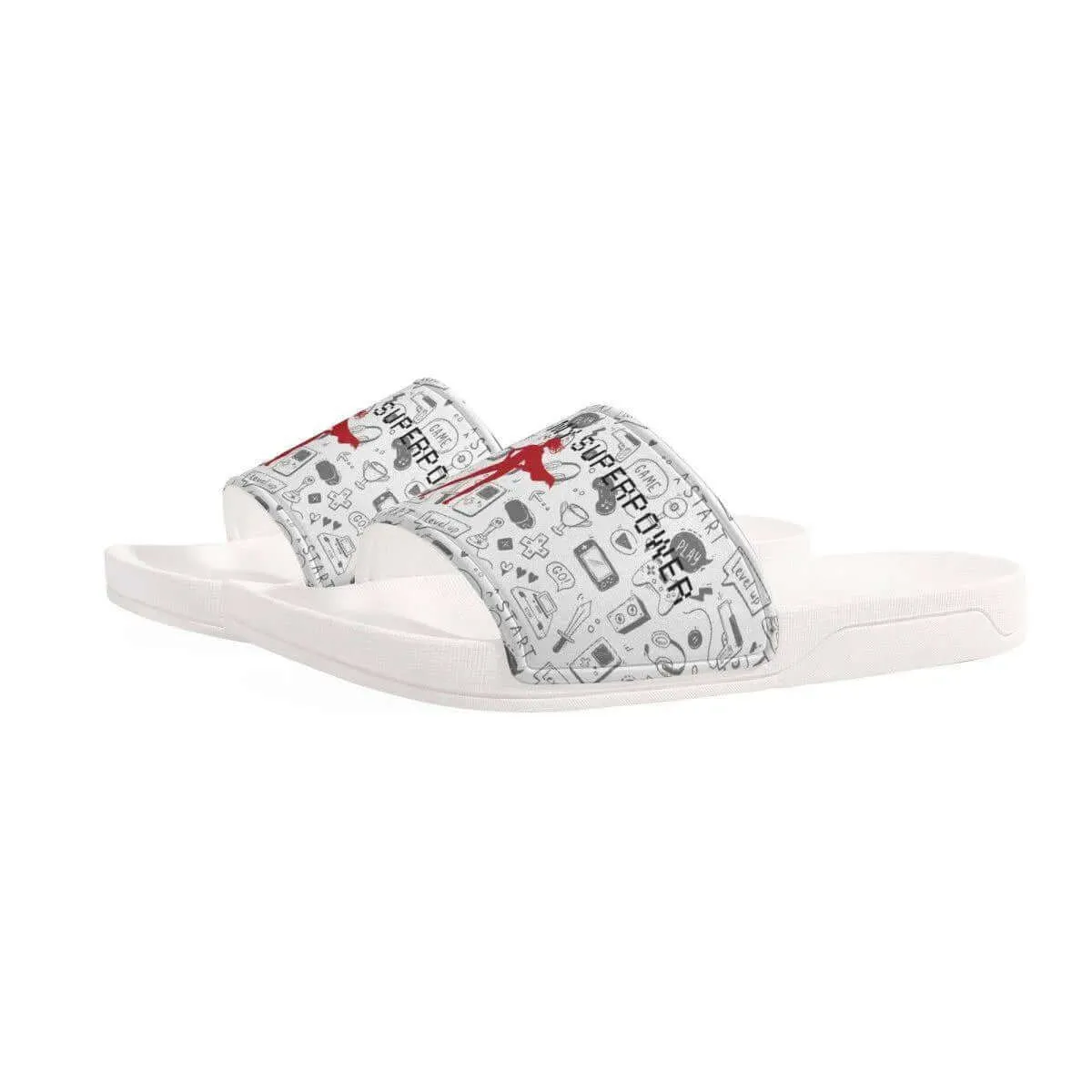 Kids White Gaming Slide Sandals