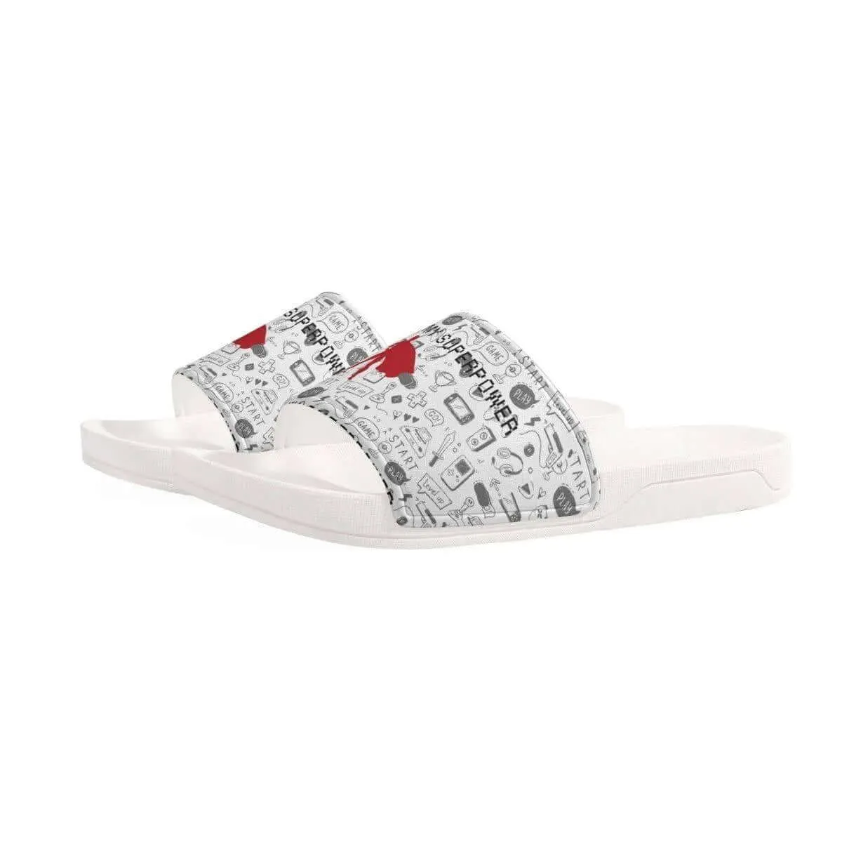 Kids White Gaming Slide Sandals