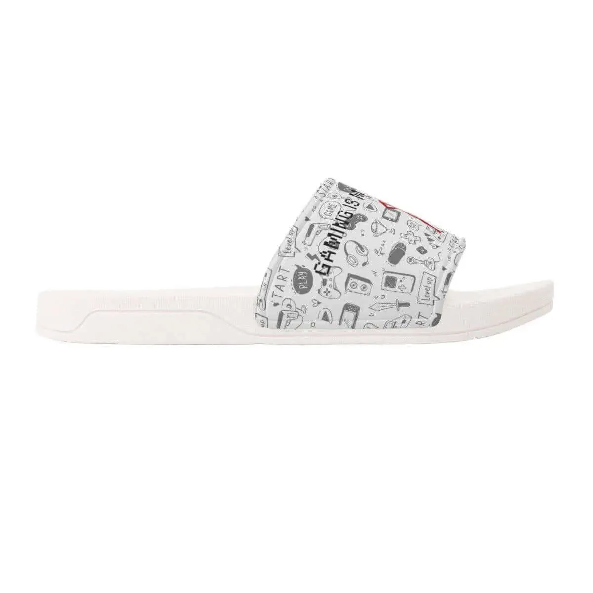 Kids White Gaming Slide Sandals