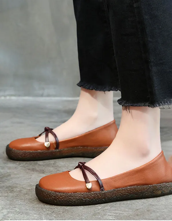 Leather Nurse Shoes Soft Bottom Casual Flats