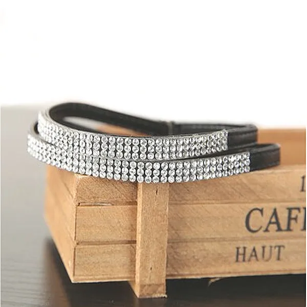 Leather Rhinestone Crystal Shoe Band