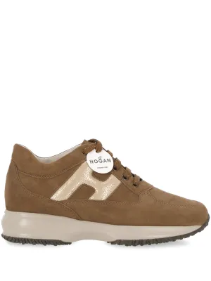 Light Brown Suede Lace-Up Sneakers