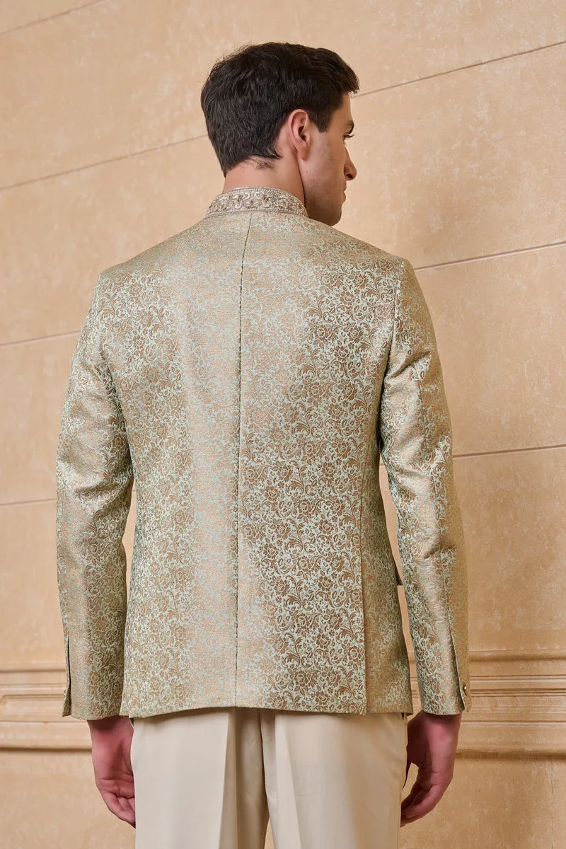 Light Green Classic Jacquard Bandhgala