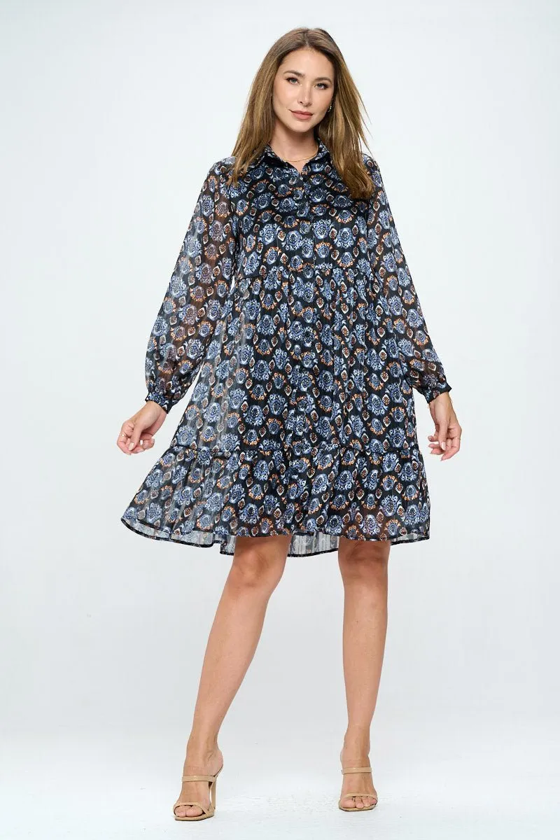 Margot Long Sleeve Chiffon Dress