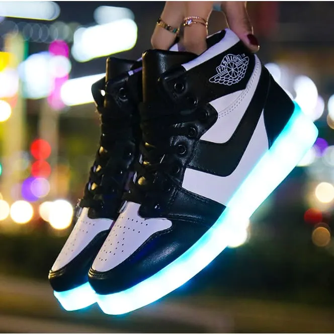 Men Color Block LED Light Up Sole Sports Skate Shoes