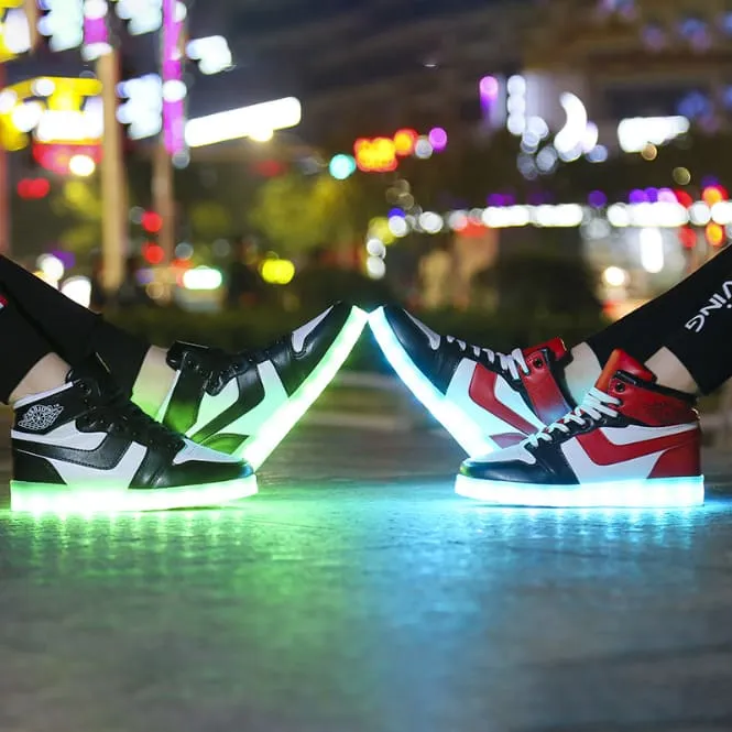 Men Color Block LED Light Up Sole Sports Skate Shoes