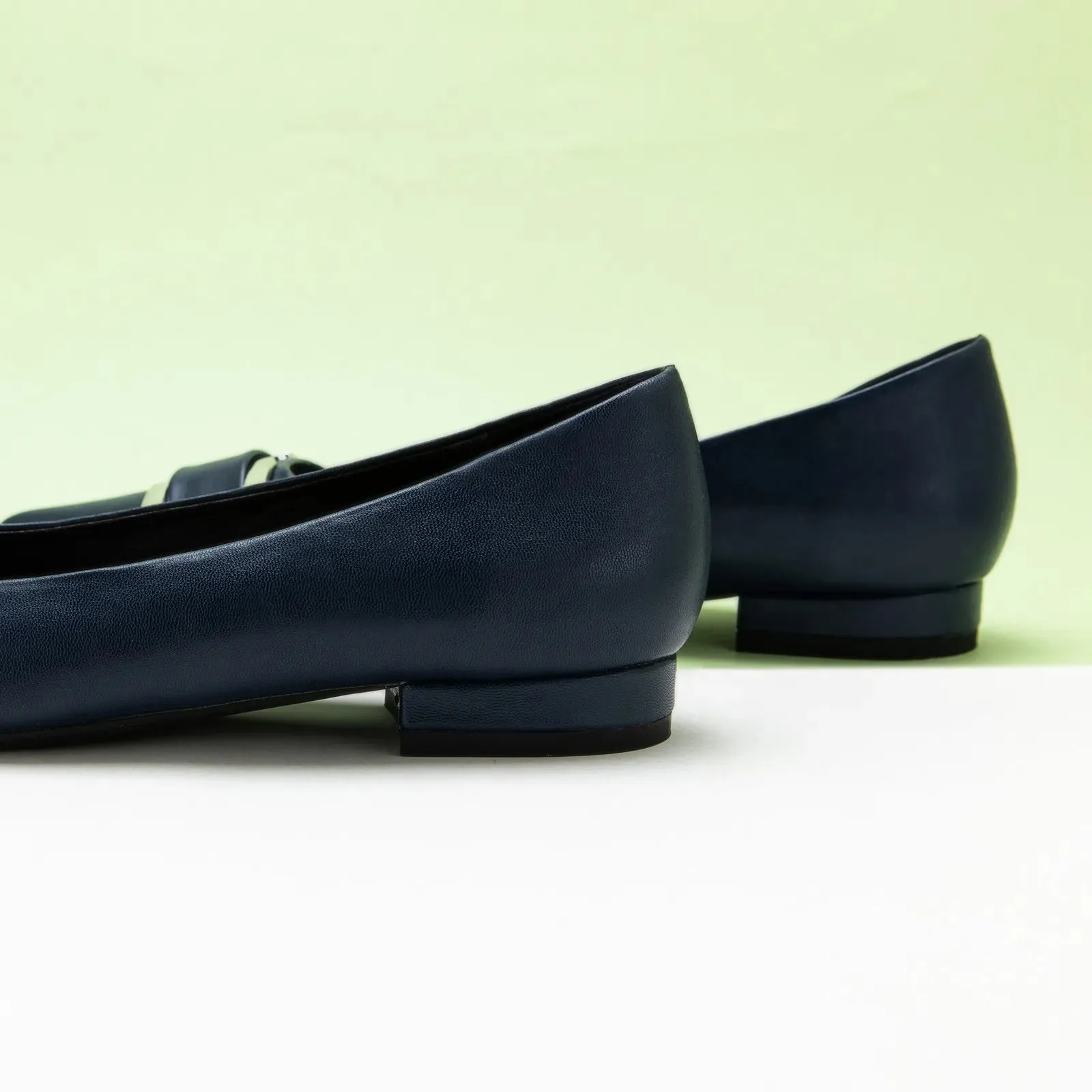 Metal Buckle Pointed Toe Flats (Aida)