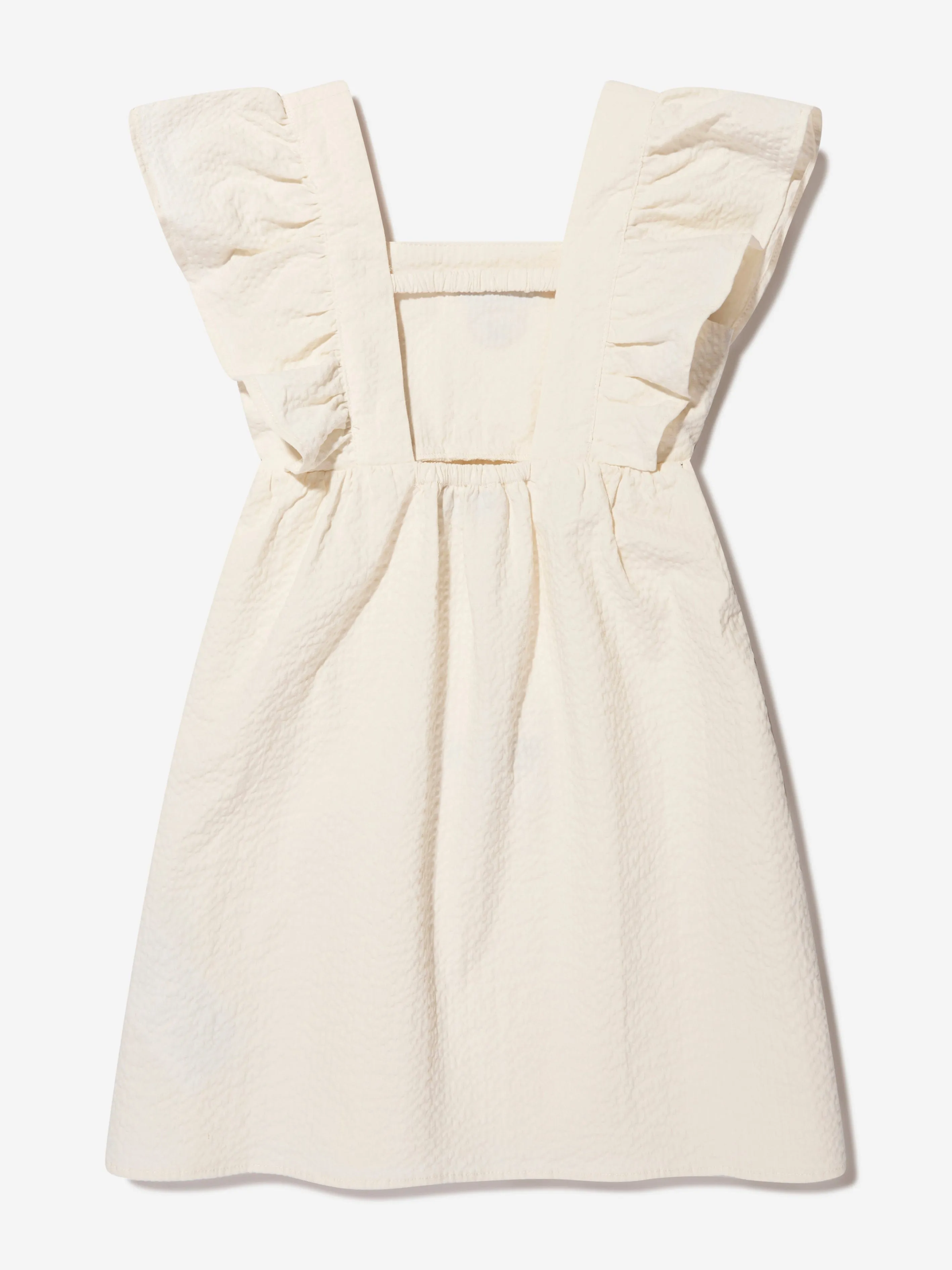 Moschino Girls Teddy Ruffle Sleeve Dress in White