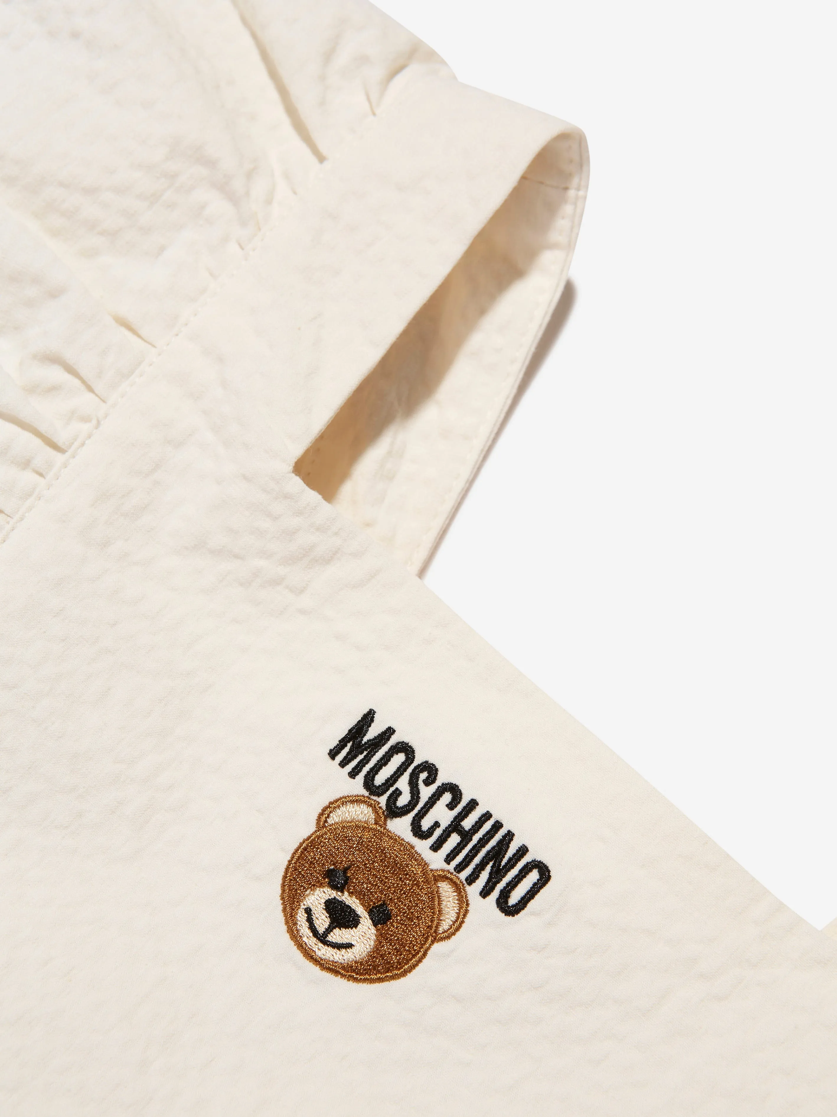 Moschino Girls Teddy Ruffle Sleeve Dress in White