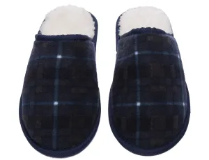 Noble Mount Men's Premium Microfleece Clog Slipper - Plaid Blue