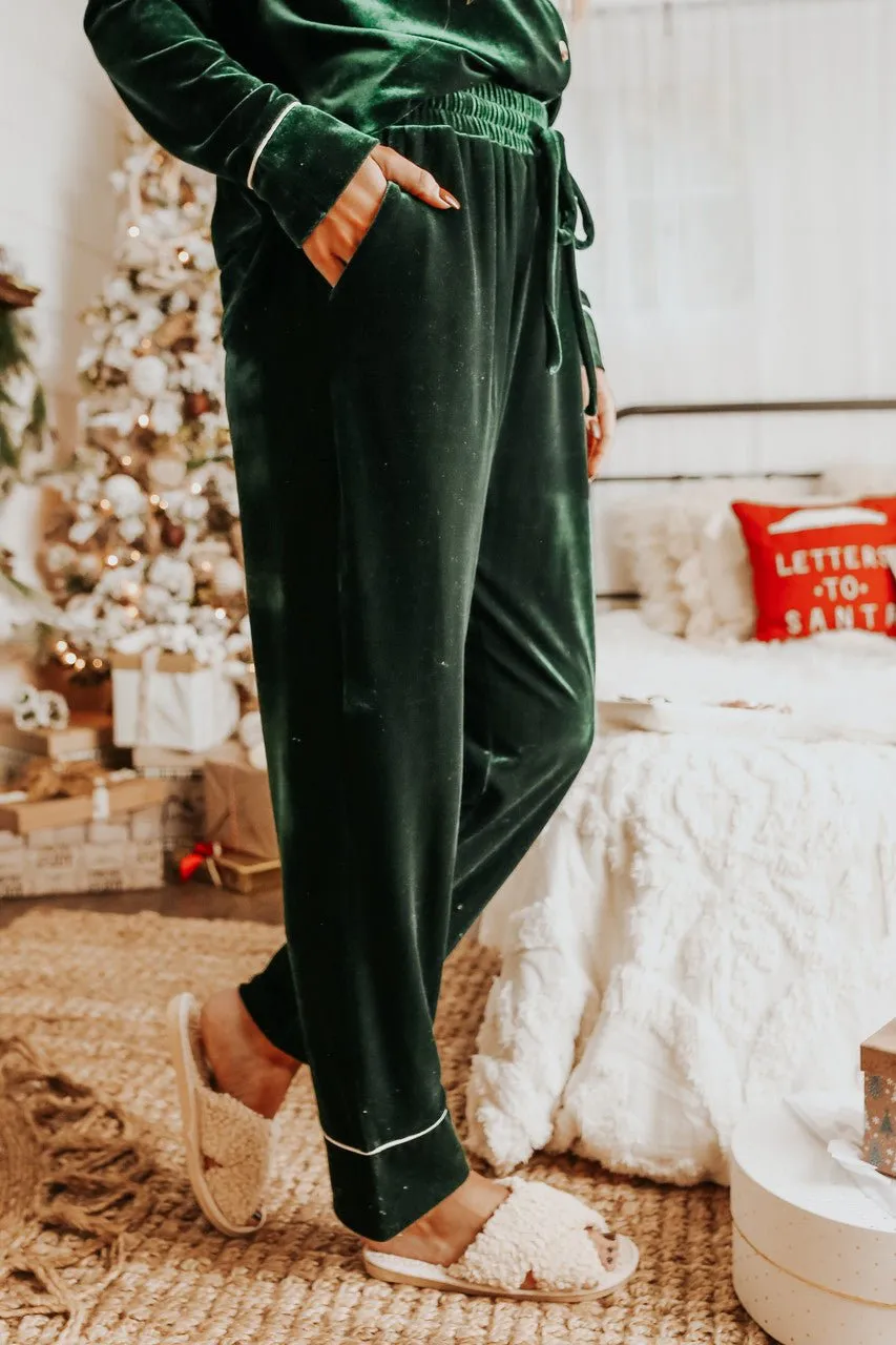 North Pole Green Velvet Pajama Set