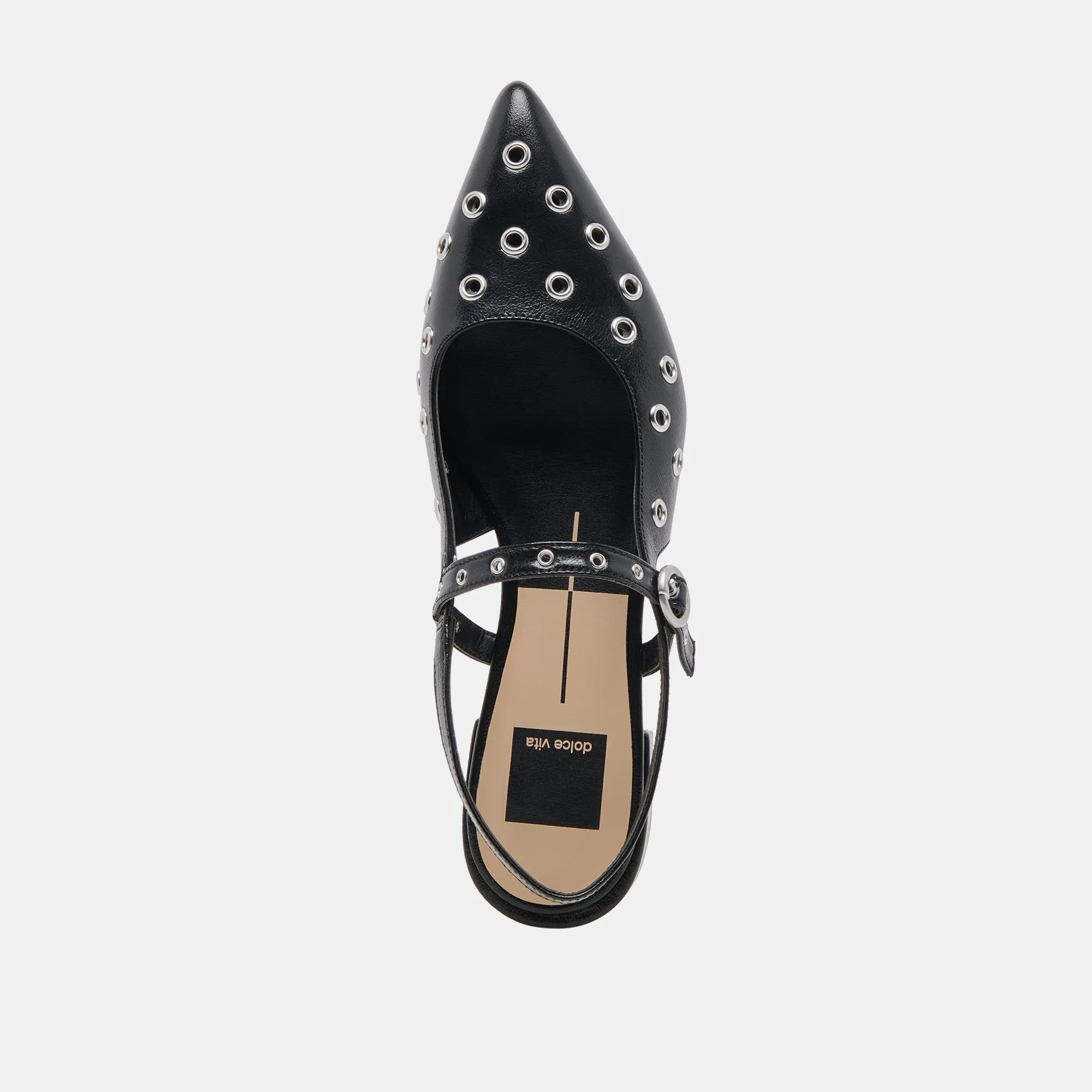 PENNEY STUD FLATS MIDNIGHT CRINKLE PATENT