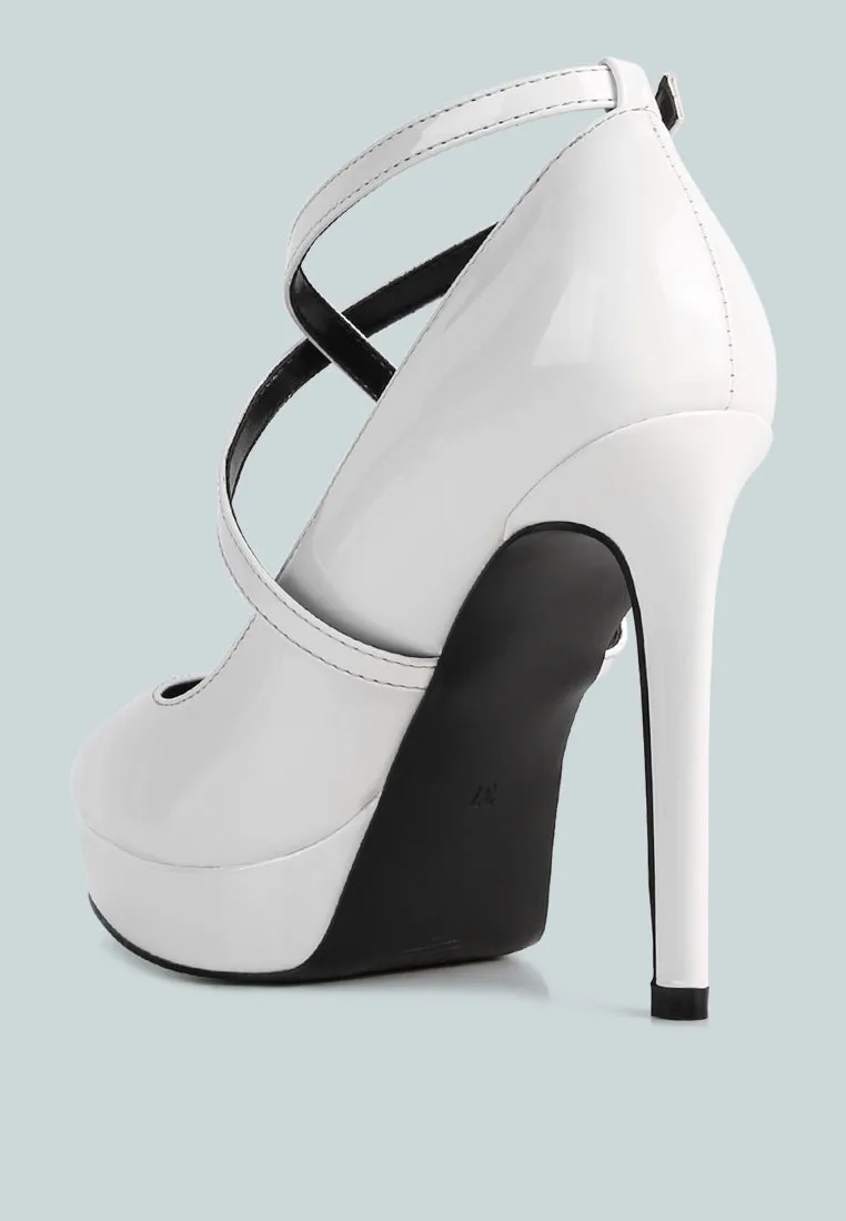 Pixie Dust Patent Faux Leather Cross Strap Pumps