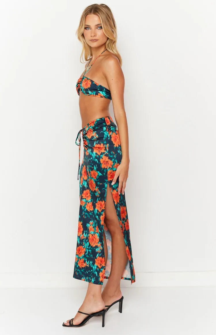 Rani Red Floral Maxi Skirt