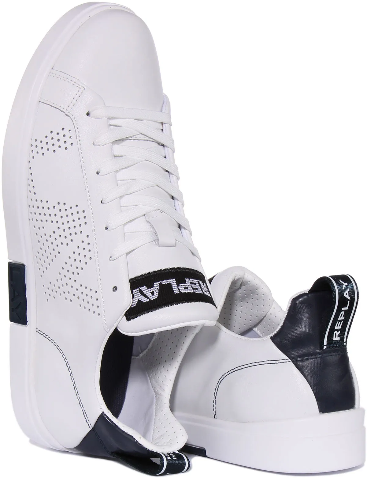 Replay Polaris Perf In White Navy For Men