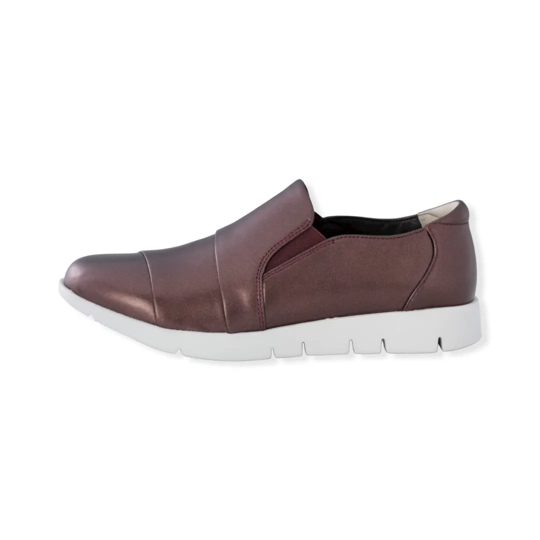 Sheepskin leather stylish side-gore slip-on sneakers #FJ074